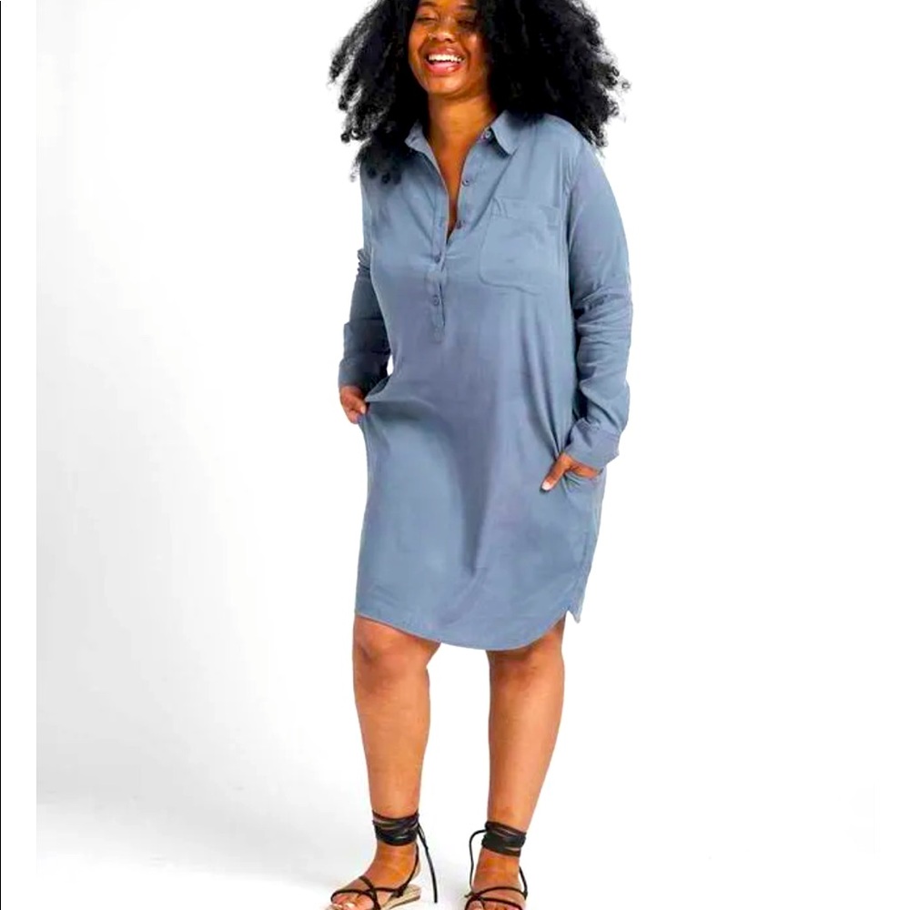 Olive Universal Standard Cupro Rubicon Shirt Dress